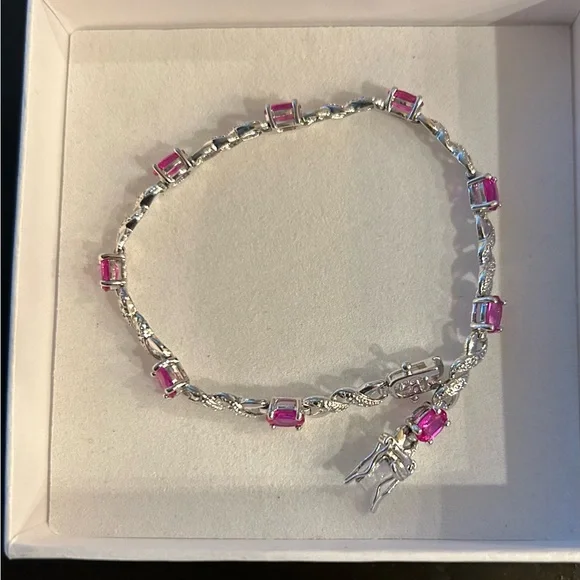 Pink sapphire silver bracelet - Picture 1 of 3